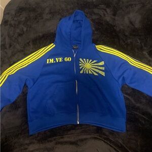 Imperial Motion Blue Hoodie with Yellow Stripes